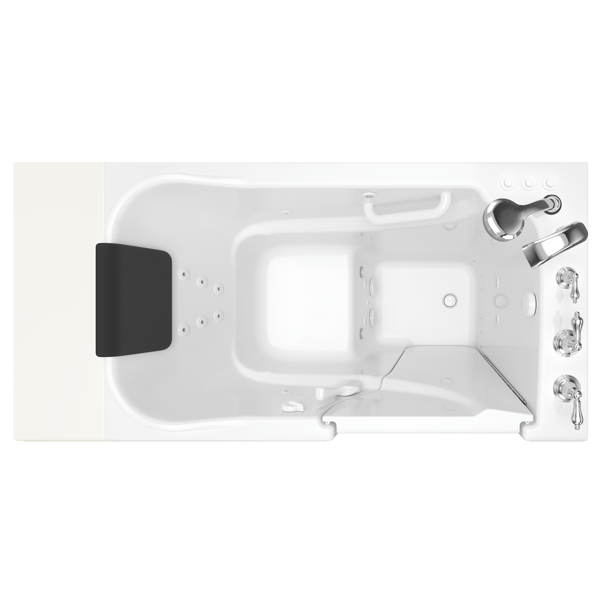 Gelcoat Premium Series 30 x 52  Inch Walk in Tub With Combination Air Spa and Whirlpool Systems   Right Hand Drain With Faucet WIB WHITE
